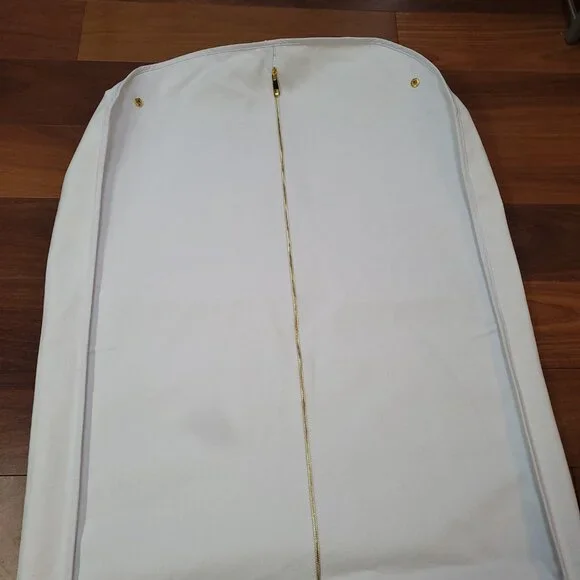 Balmain Garment Bag Gown White Black Logo Gold Tone Exposed Zipper 62.5 x 23 in - Picture 6 of 13